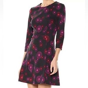 Trina by Trina Turk Fit & Flare Black Red Pink Fireworks Dress Size Womens Small